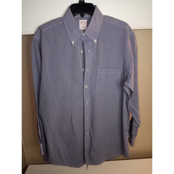 Brooks Brothers Mens 15 1/2 32/33 Blue Gingham Dress Shirt - Picture 1 of 3